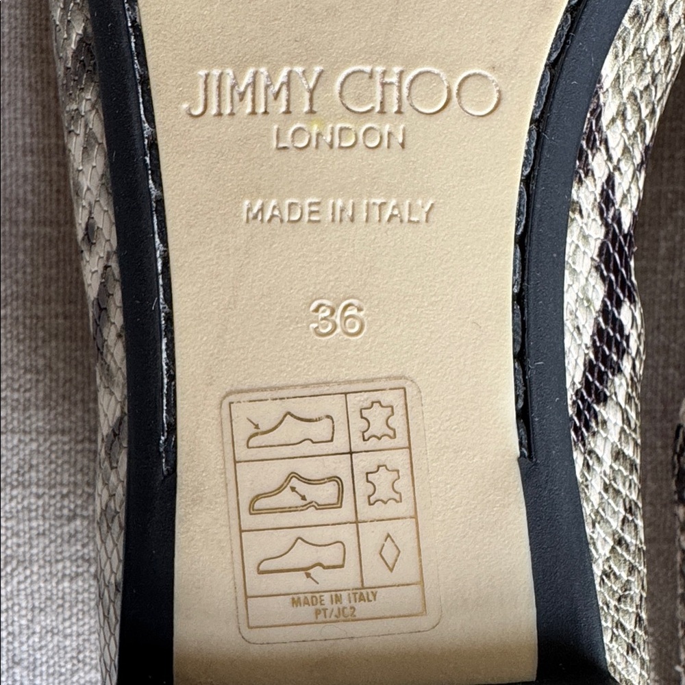 JIMMY CHOO Modell Squared Toe Snake Flats Sz 36 - Picture 9 of 10
